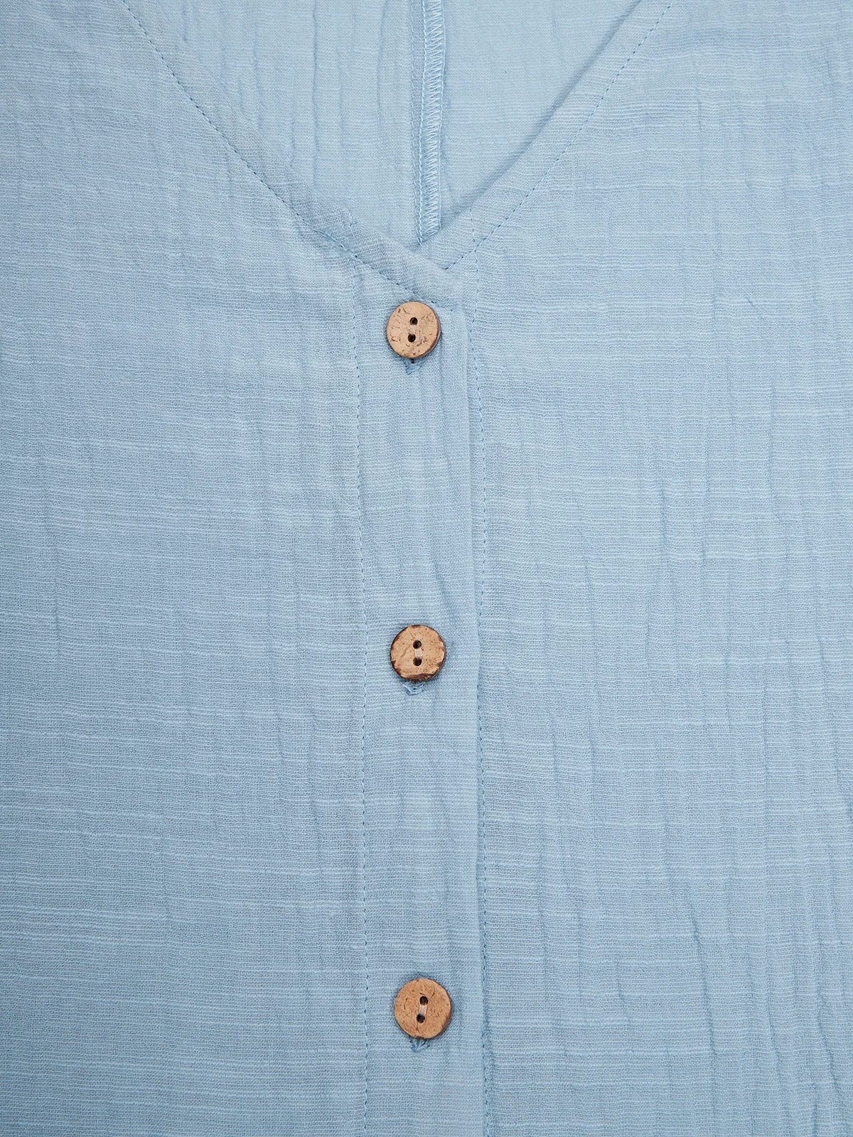 V-Ausschnitt Baumwollmischung Leinen Unifarben Bluse