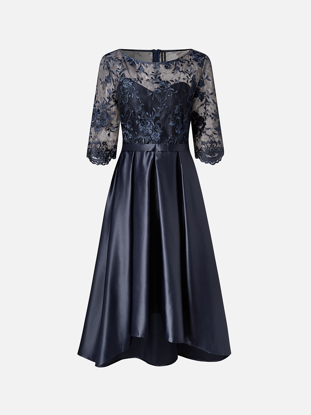Elegant Spitze Unifarben U-Boot-Ausschnitt Kleid