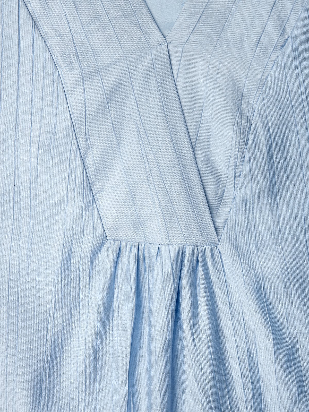 Reine Farbe Leinenkleid mit V-Ausschnitt Lässiges Kleid Noracora