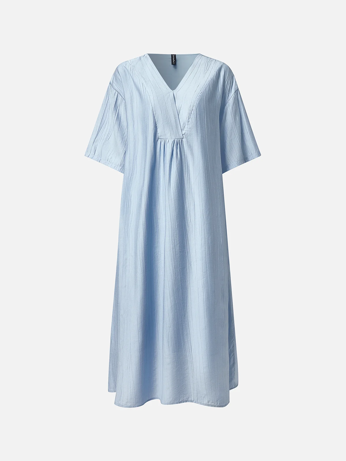 Reine Farbe Leinenkleid mit V-Ausschnitt Lässiges Kleid Noracora
