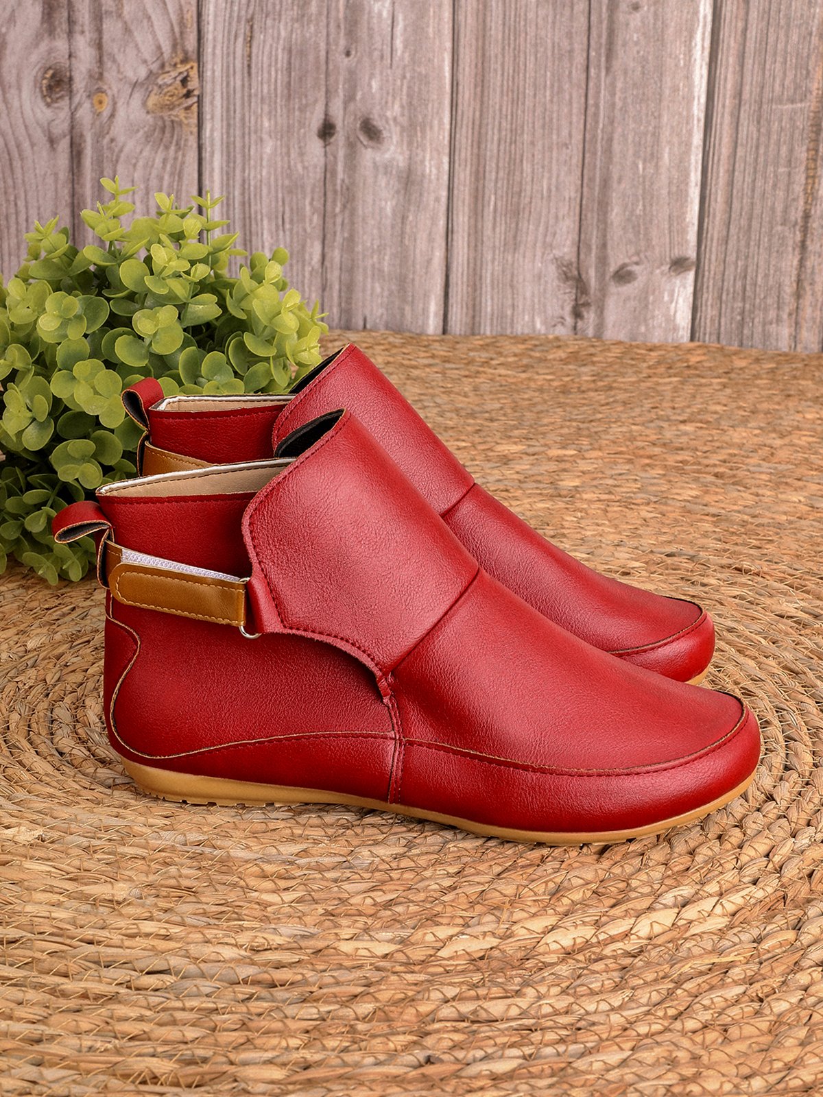 Flacher PU-Stiefel Atmungsaktiv Abriebfest Klettverschluss Noracora