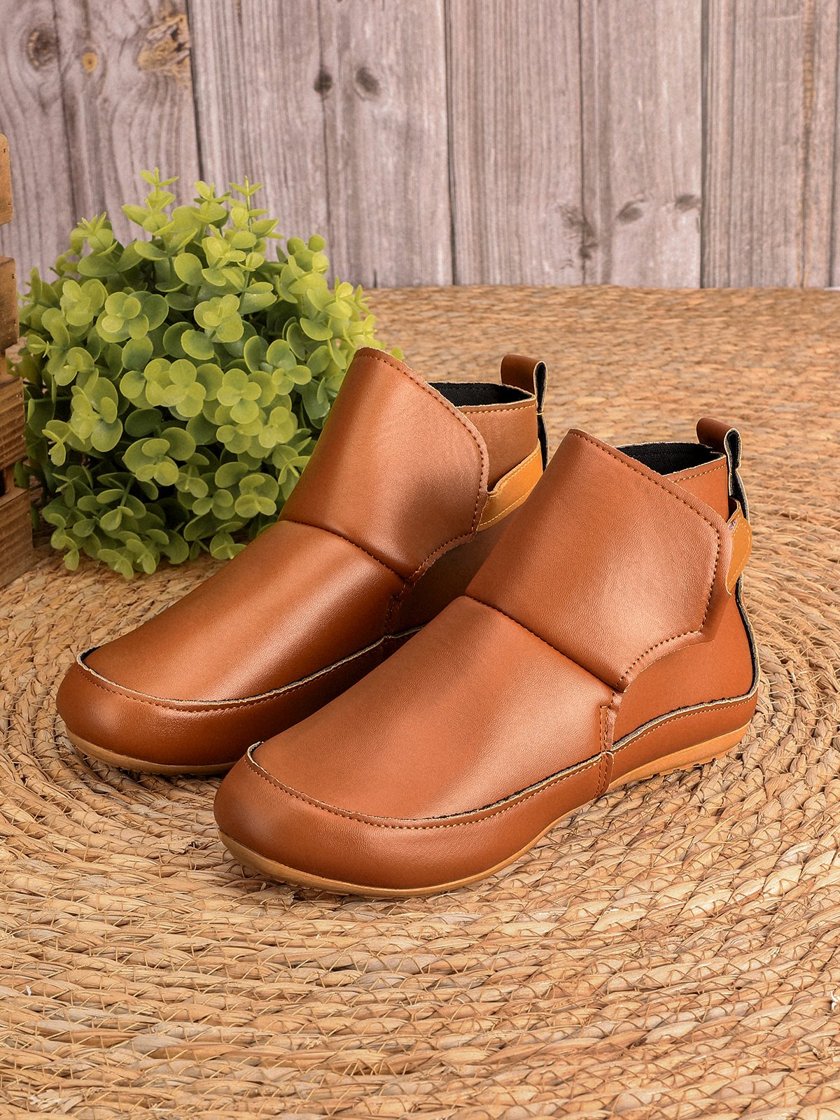 Flacher PU-Stiefel Atmungsaktiv Abriebfest Klettverschluss Noracora