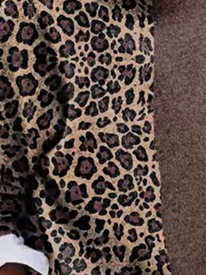 Leopard Print Langarm Pullover