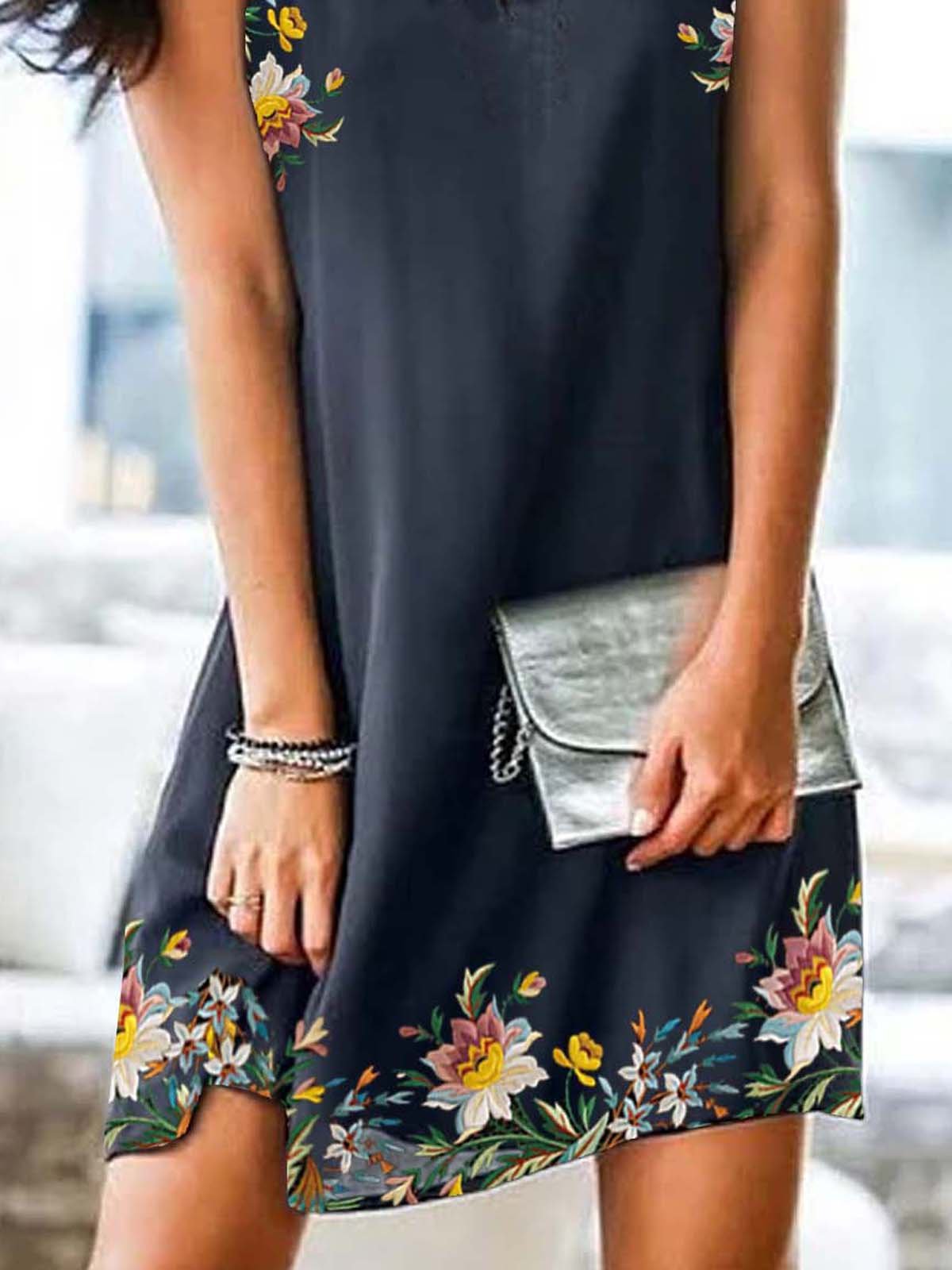 Geblümter Print Kleid mit Neckholder aus Polyester