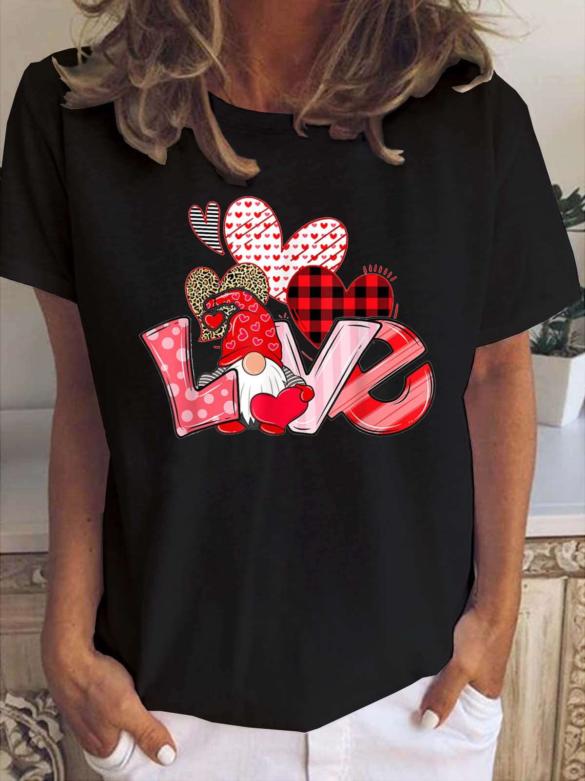 Lässig Buchstabe Rundhals Kurzarm T-Shirt