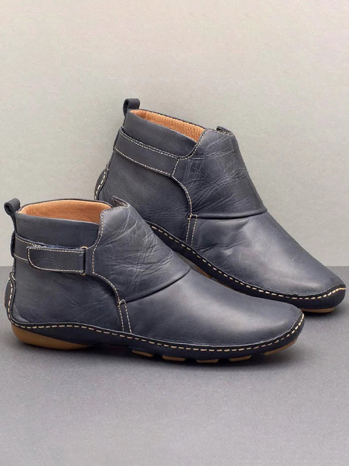 Flacher PU-Stiefel Atmungsaktiv Abriebfest Klettverschluss Noracora