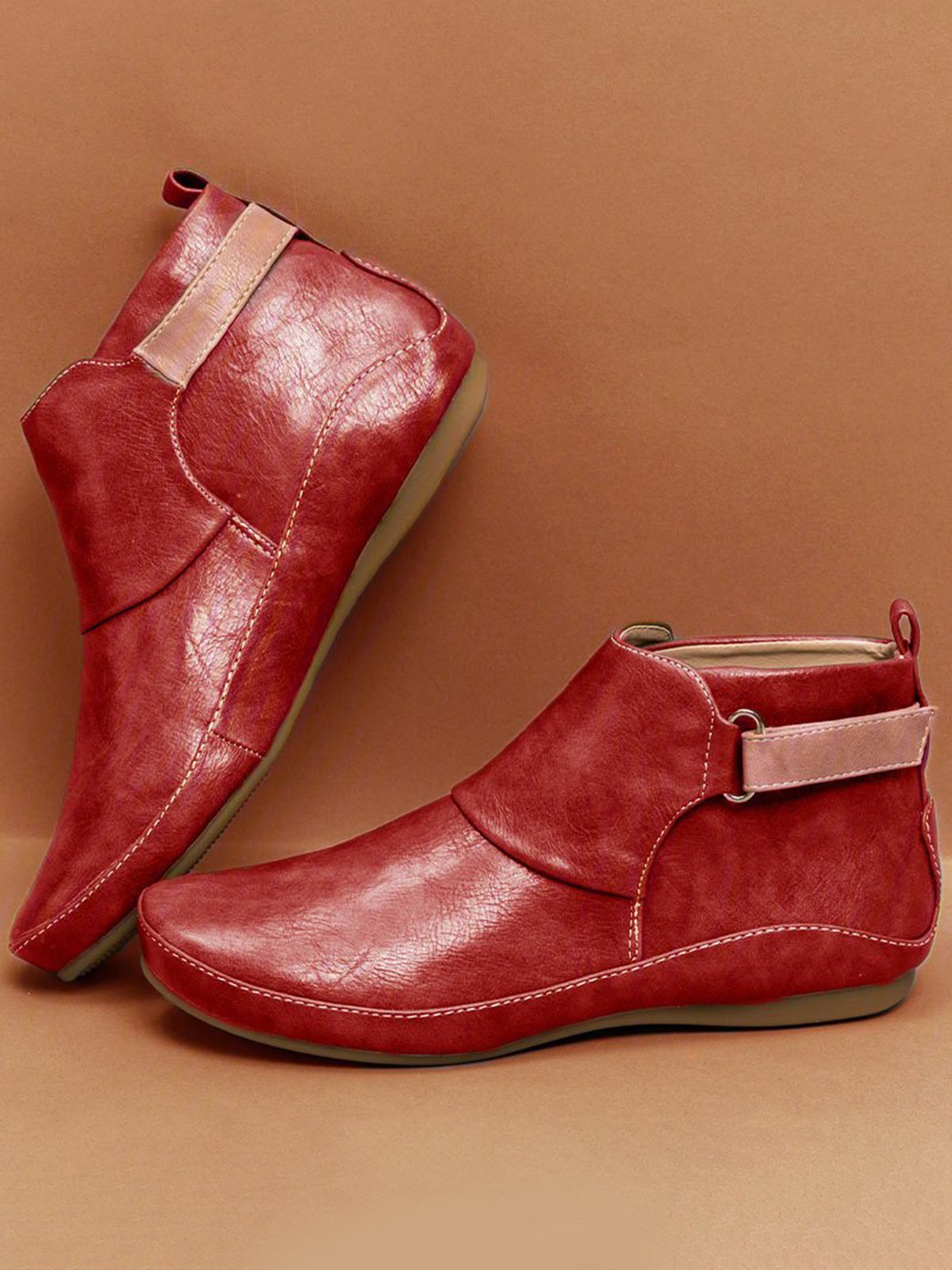 Flacher PU-Stiefel Atmungsaktiv Abriebfest Klettverschluss Noracora