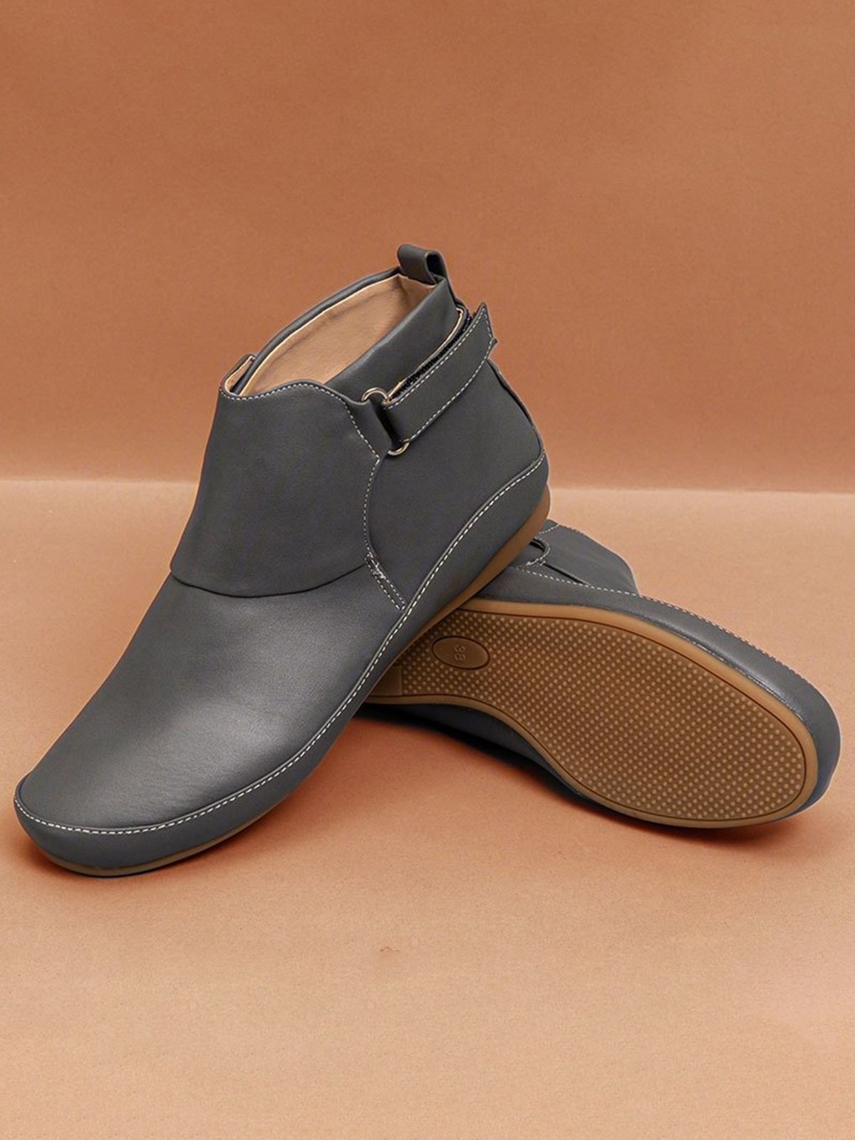Flacher PU-Stiefel Atmungsaktiv Abriebfest Klettverschluss Noracora