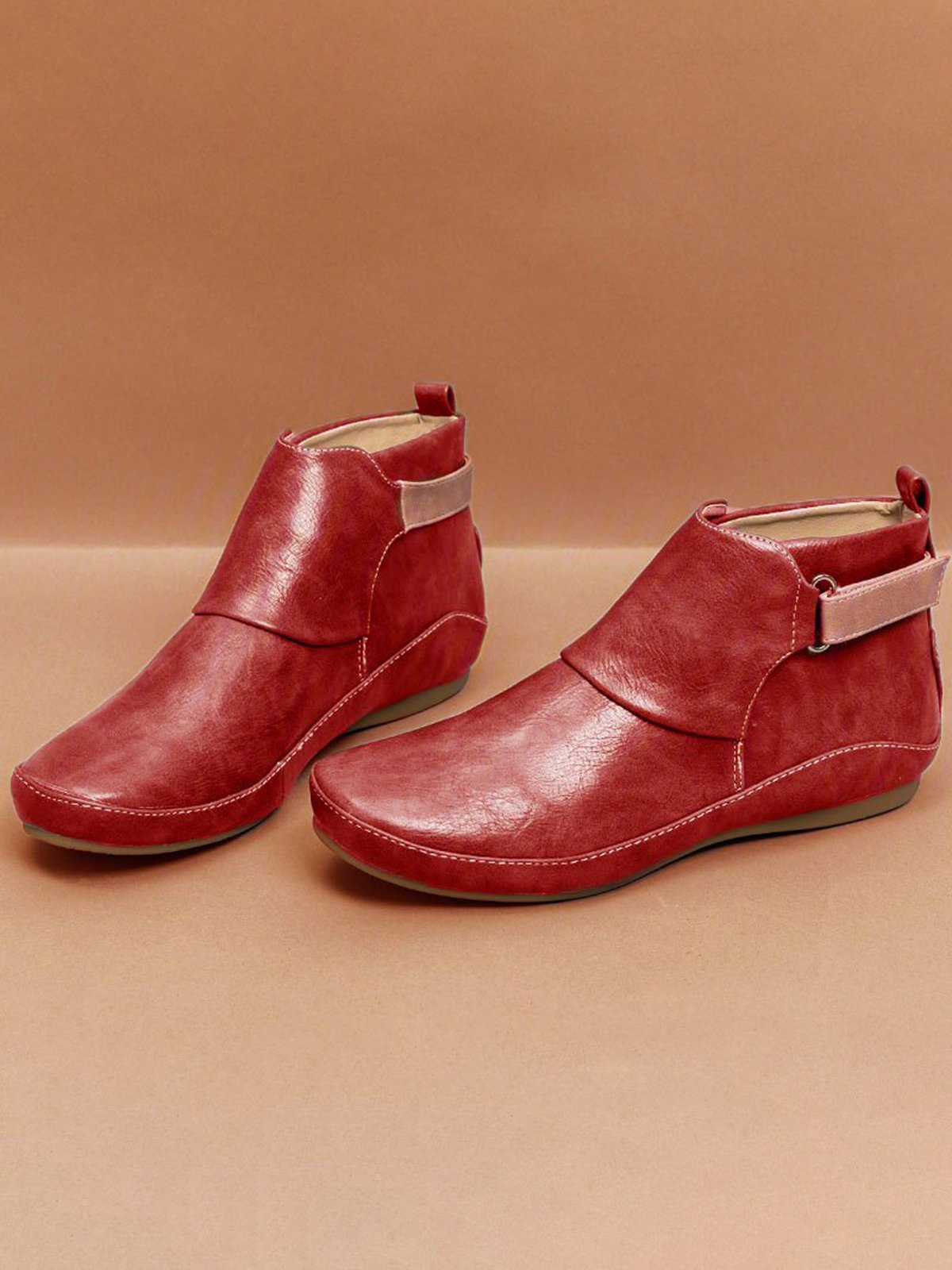 Flacher PU-Stiefel Atmungsaktiv Abriebfest Klettverschluss Noracora