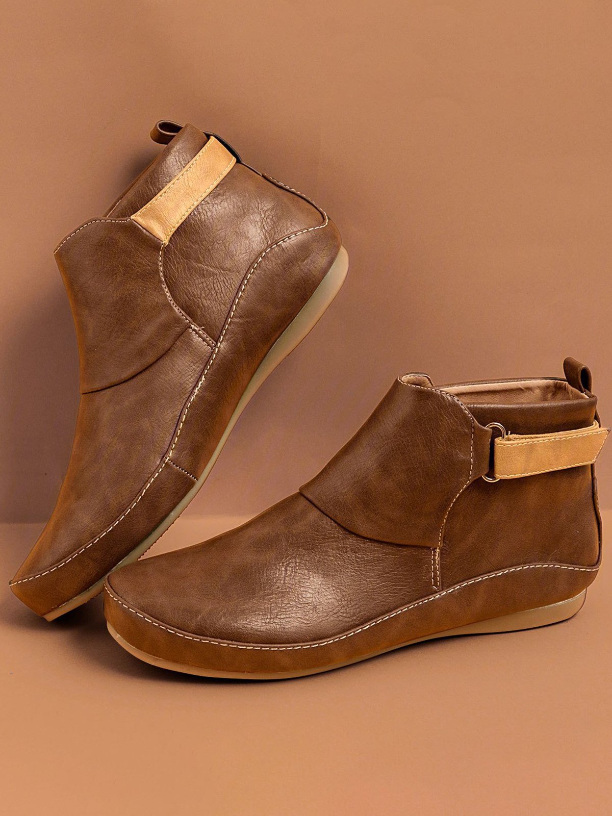 Flacher PU-Stiefel Atmungsaktiv Abriebfest Klettverschluss Noracora
