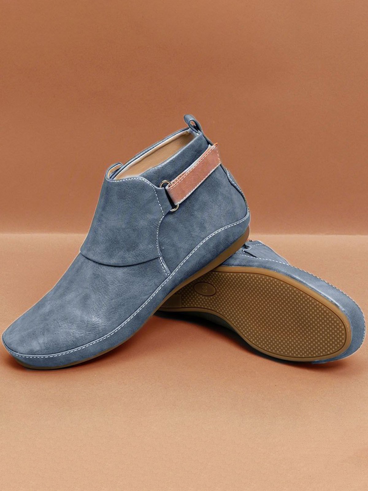 Flacher PU-Stiefel Atmungsaktiv Abriebfest Klettverschluss Noracora