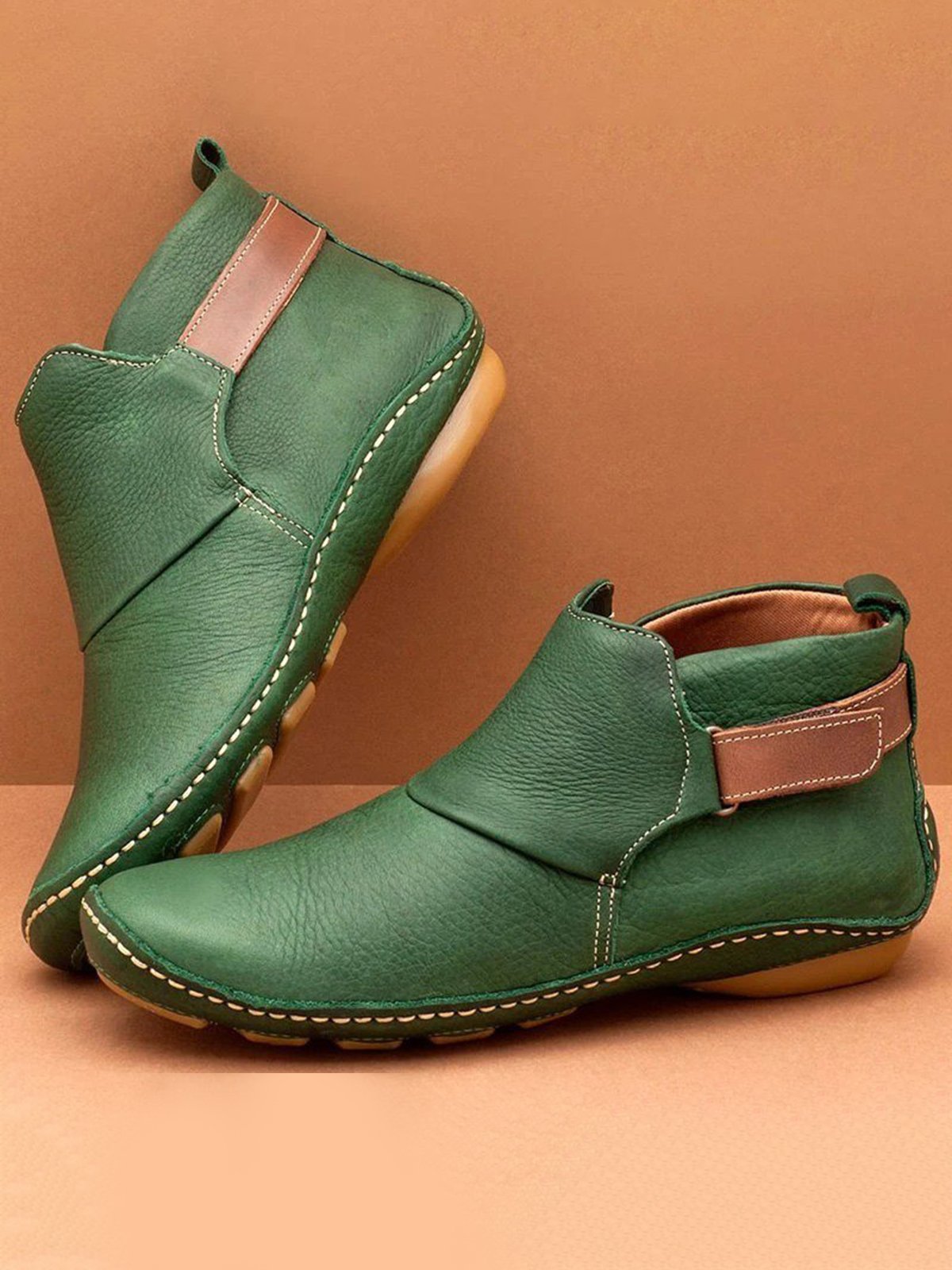 Flacher PU-Stiefel Atmungsaktiv Abriebfest Klettverschluss Noracora