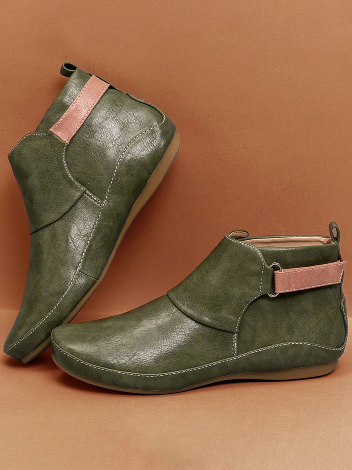 Flacher PU-Stiefel Atmungsaktiv Abriebfest Klettverschluss Noracora