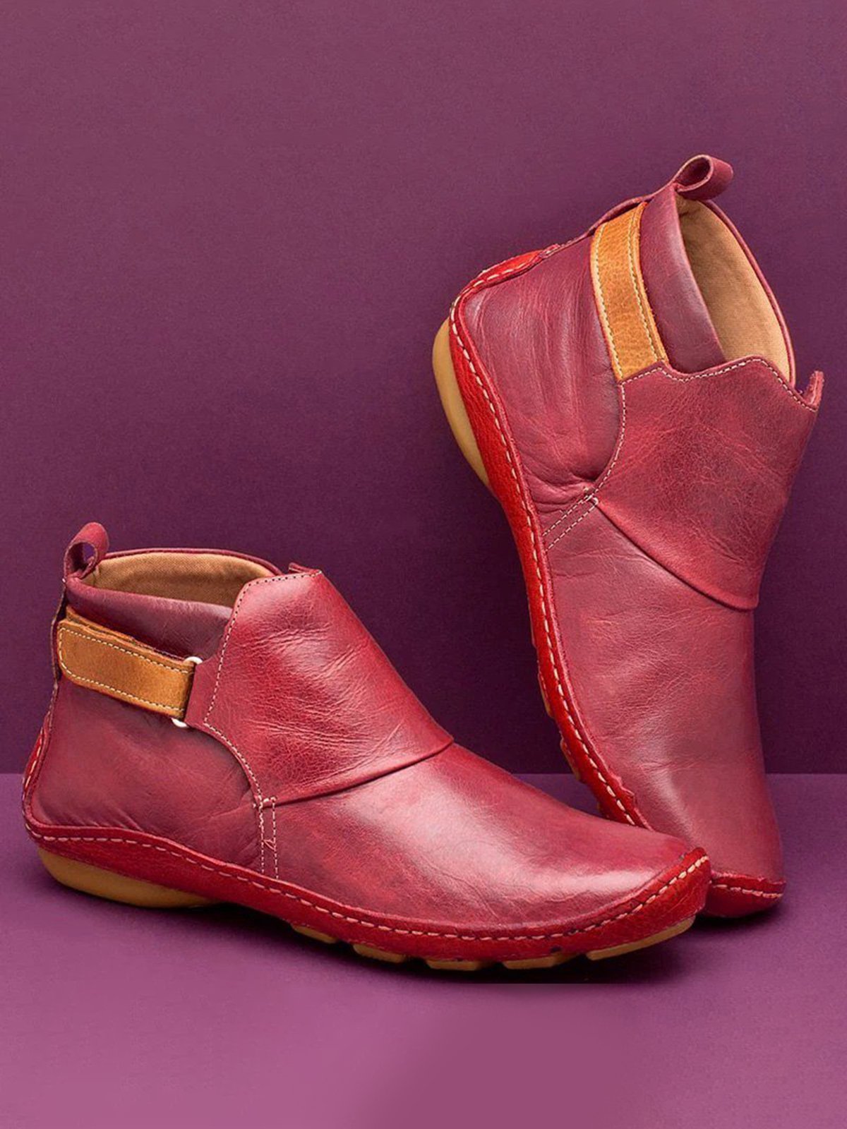 Flacher PU-Stiefel Atmungsaktiv Abriebfest Klettverschluss Noracora