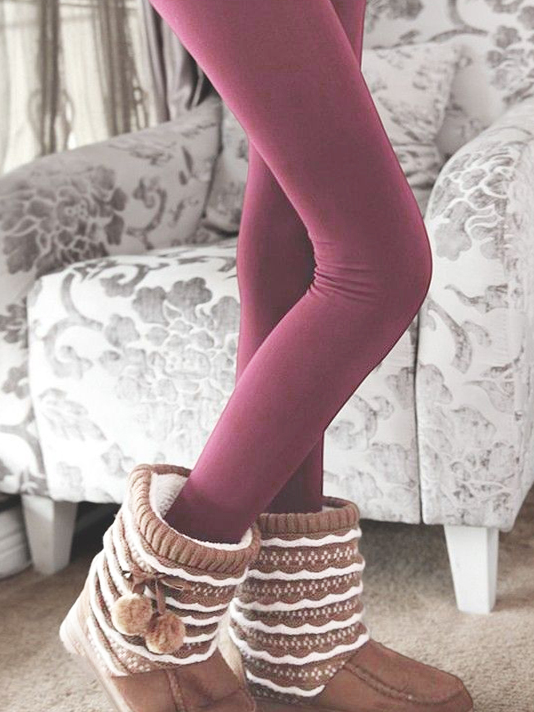 Lässig Unifarben Normal Lang Legging
