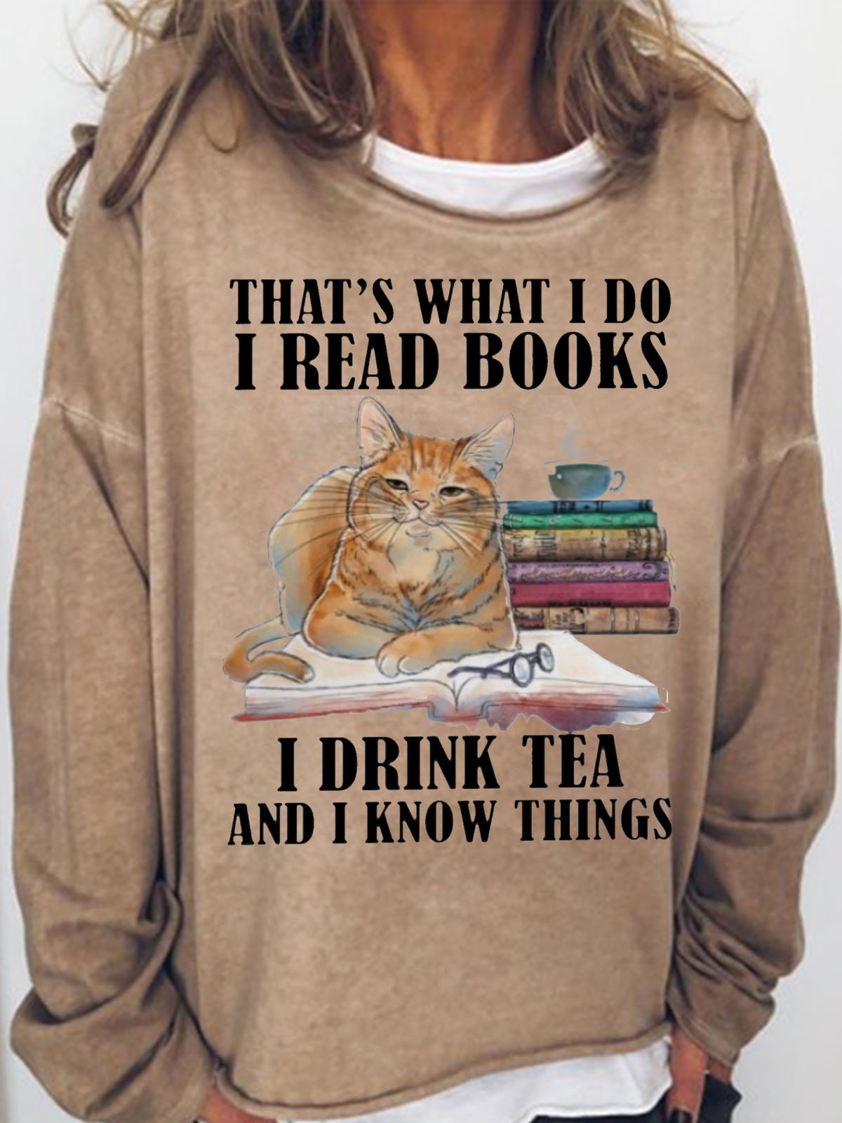 Lässig Rundhals Textbriefe Sweatshirt