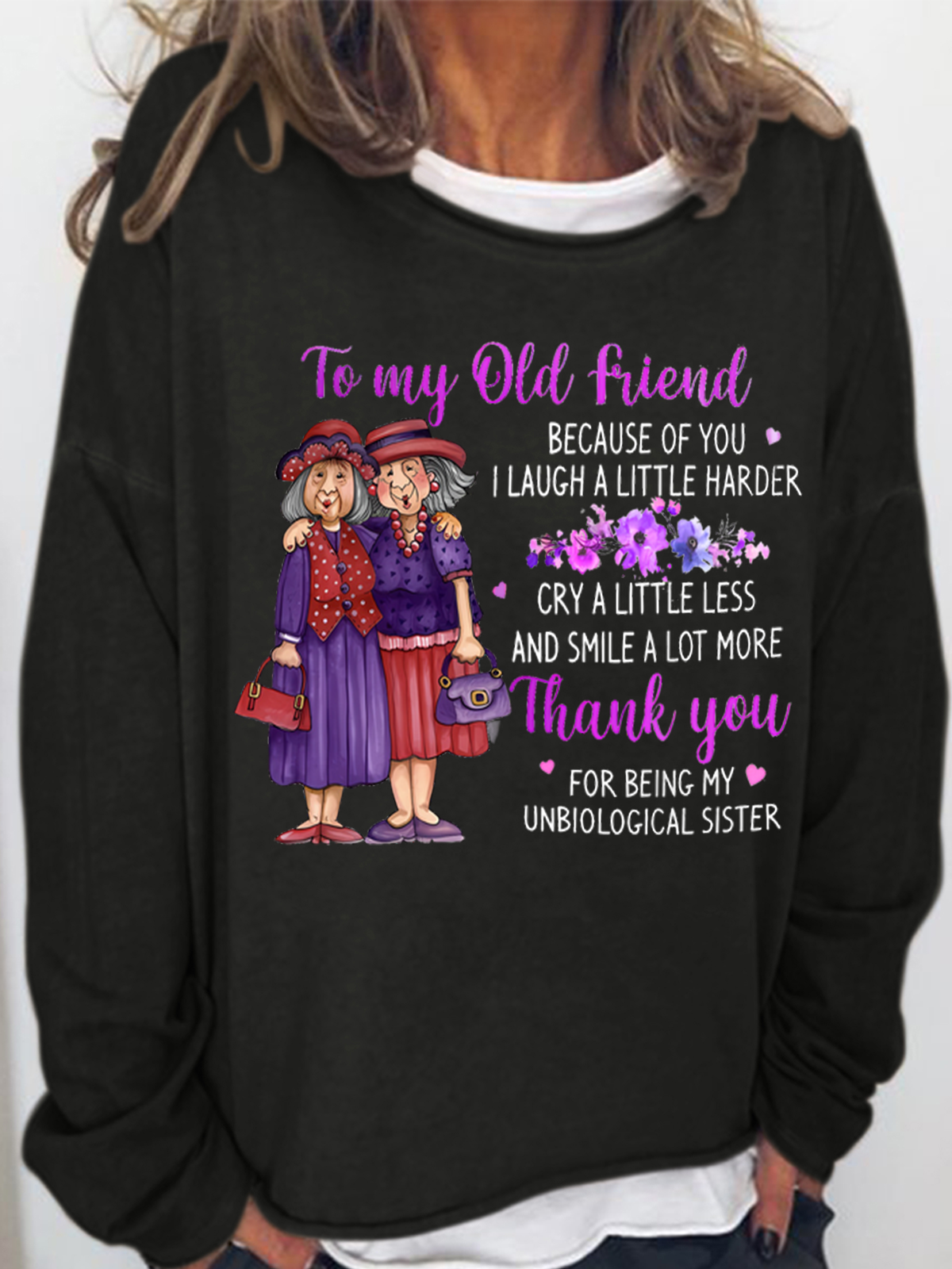 Einfach Rundhals Textbriefe Sweatshirt