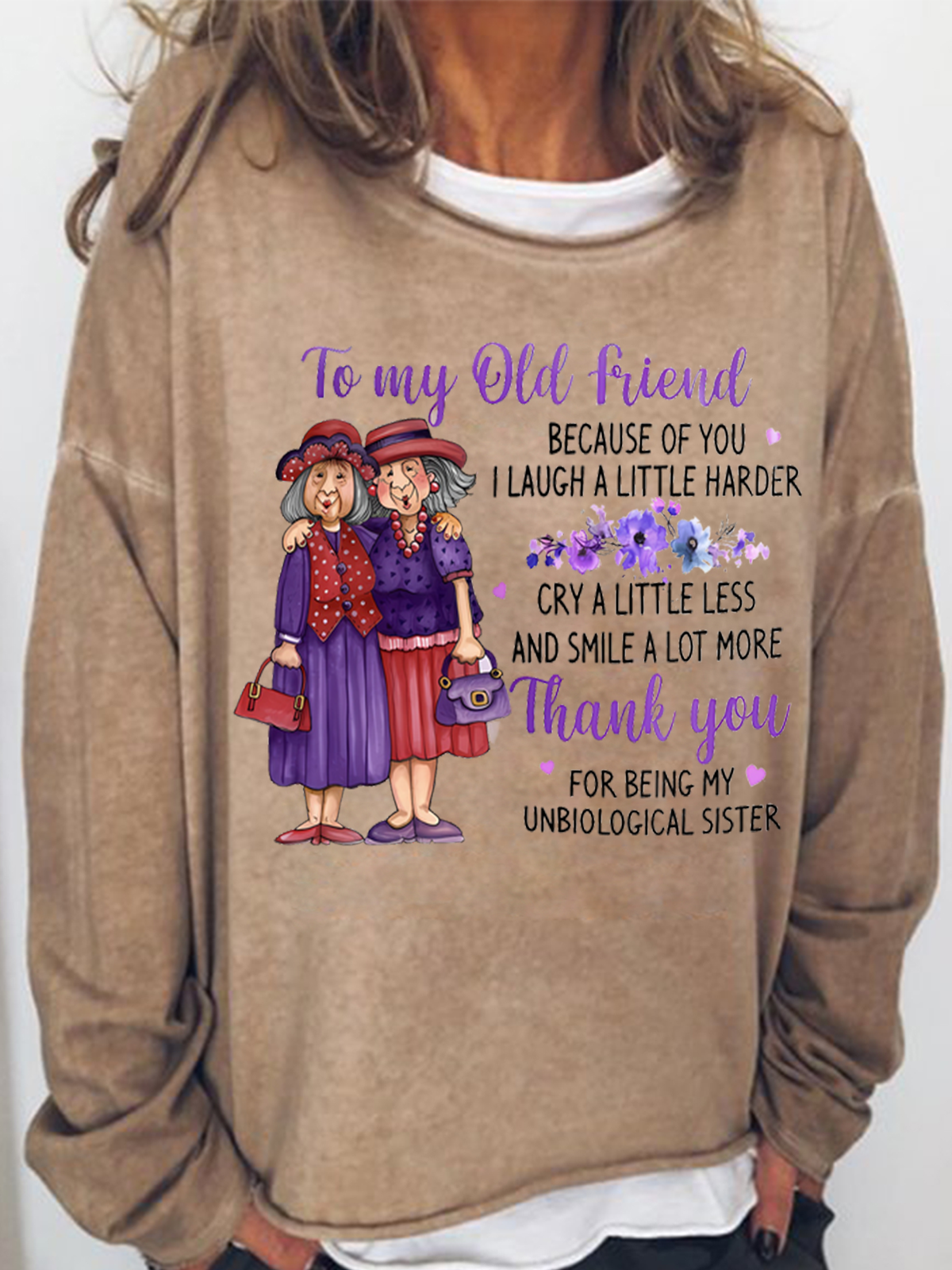 Einfach Rundhals Textbriefe Sweatshirt