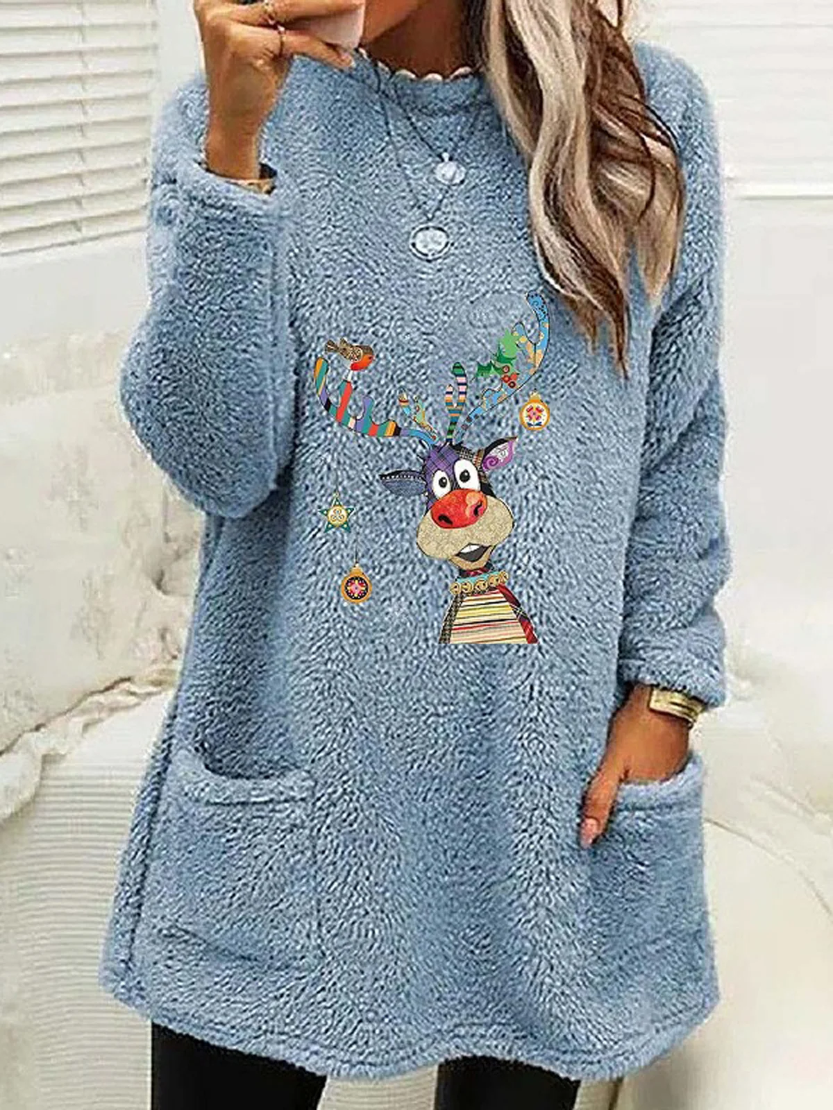 Lässig Rundhals Weihnachten Sweatshirt