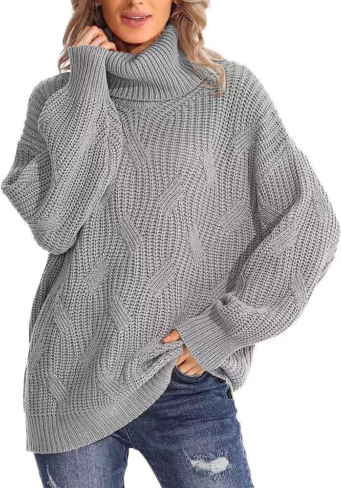 Damen Wolle/Stricken Gestreift Langarm Bequem Lässig Pullover