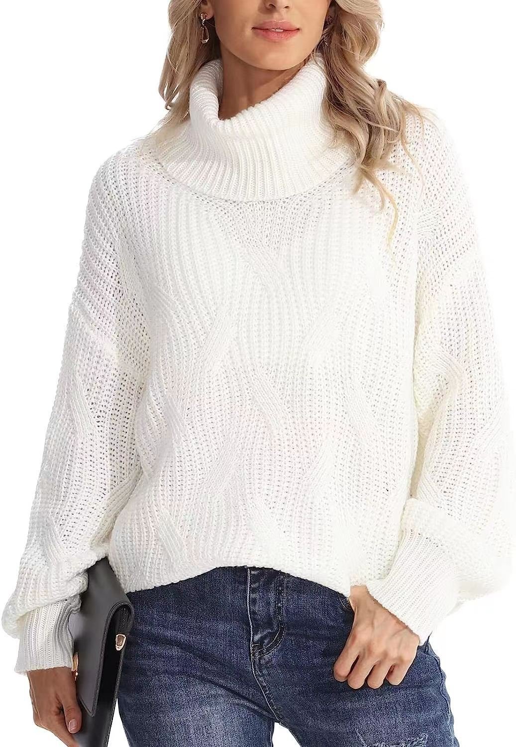 Damen Wolle/Stricken Gestreift Langarm Bequem Lässig Pullover