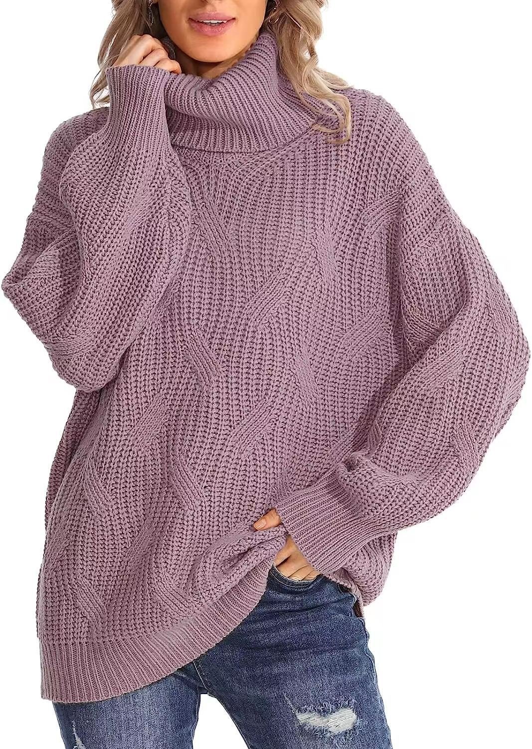 Damen Wolle/Stricken Gestreift Langarm Bequem Lässig Pullover