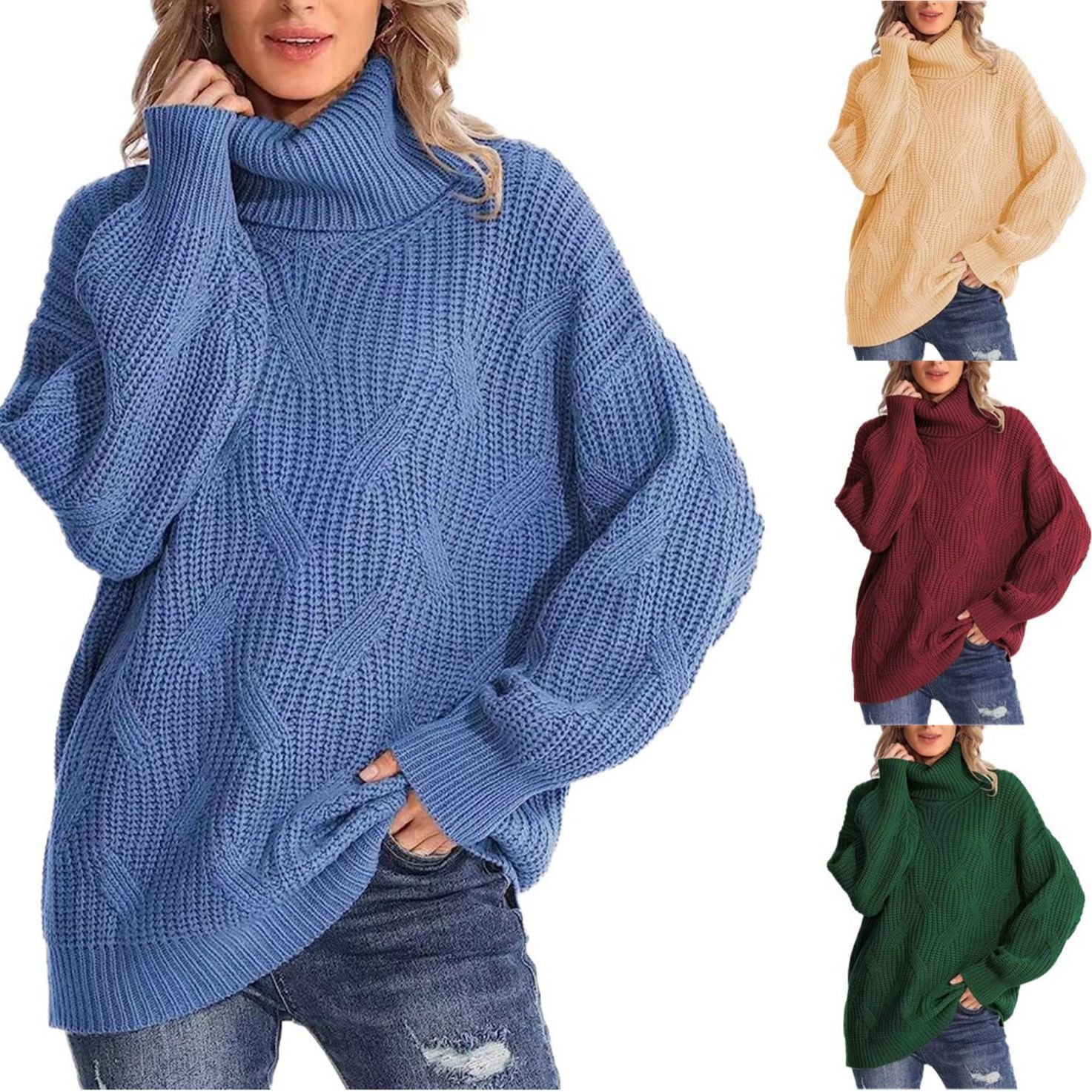 Damen Wolle/Stricken Gestreift Langarm Bequem Lässig Pullover