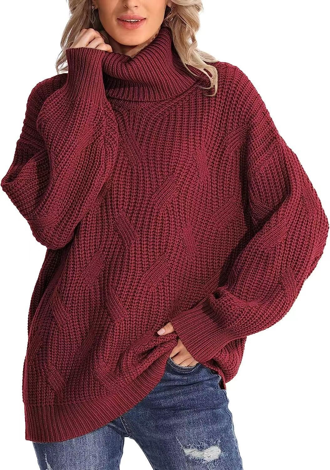 Damen Wolle/Stricken Gestreift Langarm Bequem Lässig Pullover