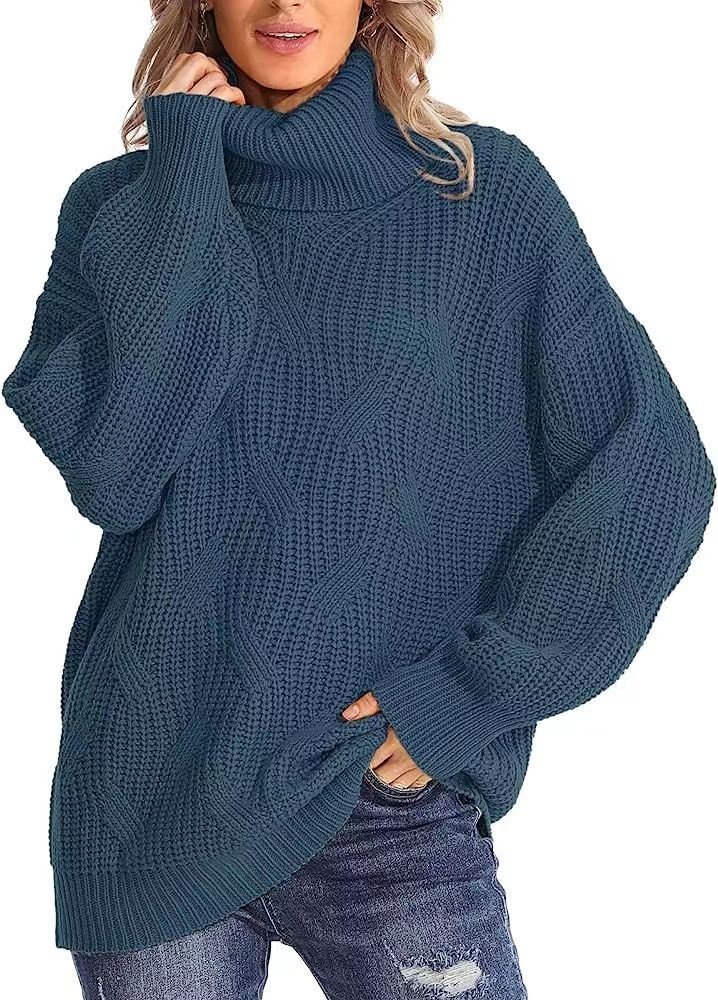 Damen Wolle/Stricken Gestreift Langarm Bequem Lässig Pullover