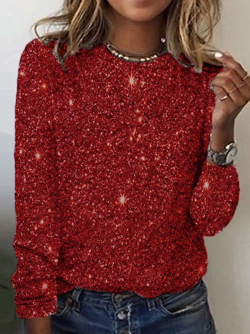 Lässig Weihnachten Rundhals Langarm T-Shirt