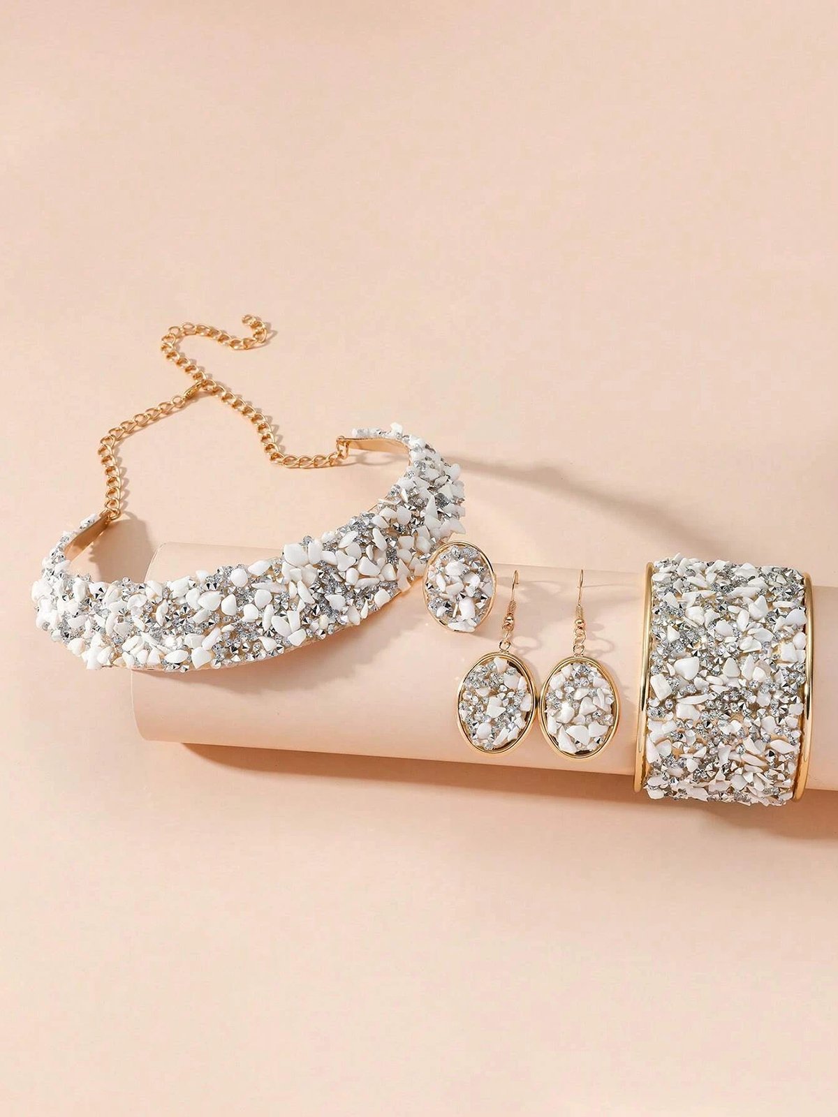 4 Stück/Set Luxuriös Multifarben Strass Verziert Metall Halsband Halskette Set