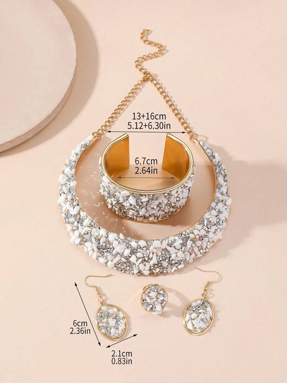 4 Stück/Set Luxuriös Multifarben Strass Verziert Metall Halsband Halskette Set