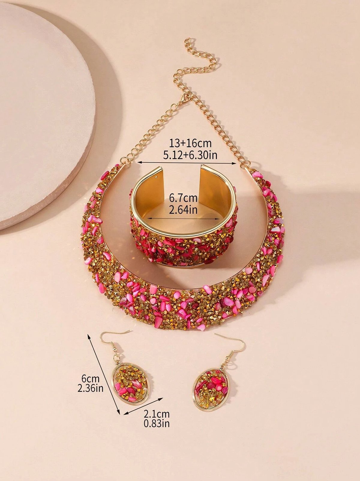 4 Stück/Set Luxuriös Multifarben Strass Verziert Metall Halsband Halskette Set