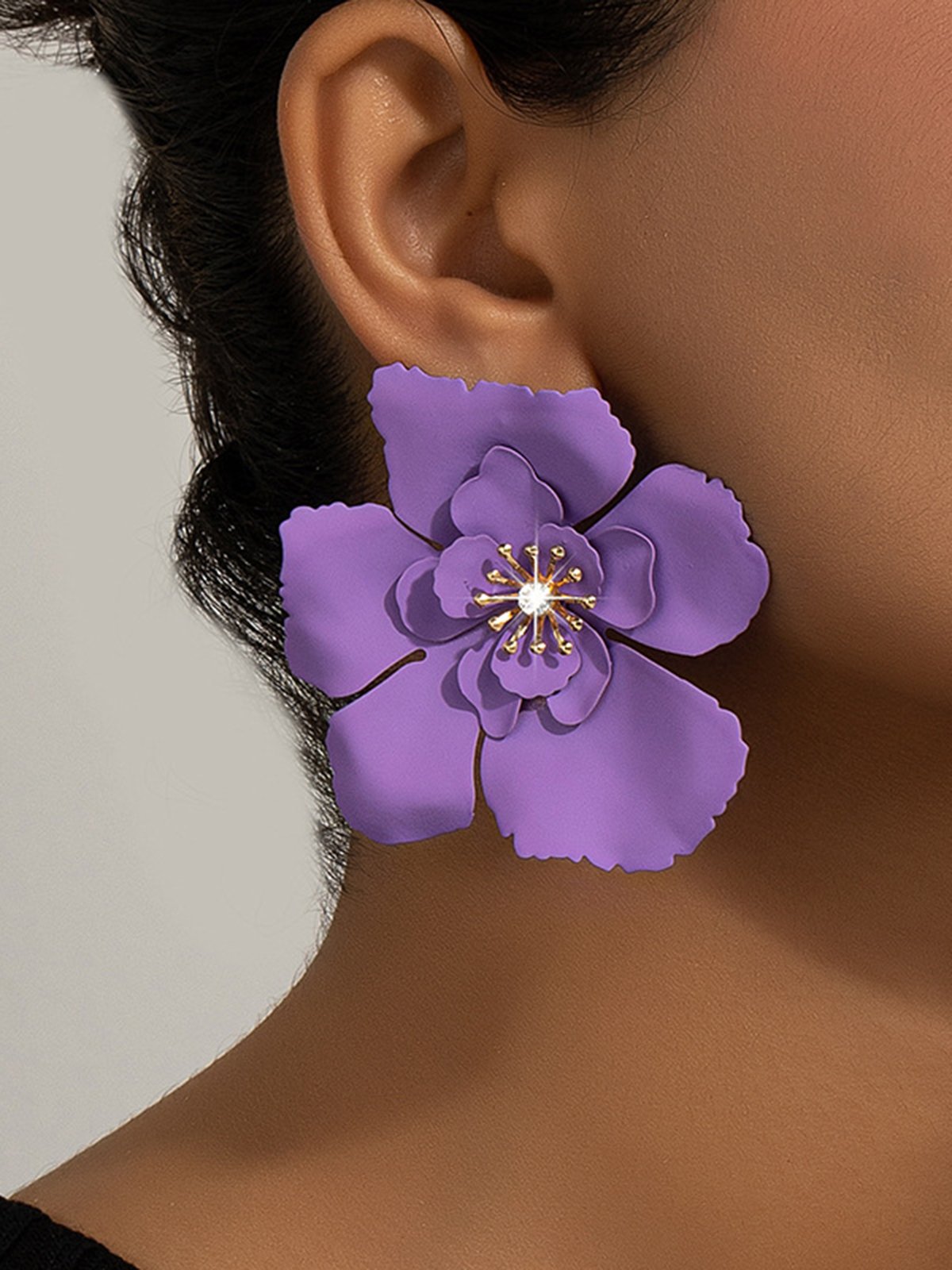 1 Paar Elegant Blume Strass Zucht Ohrringe