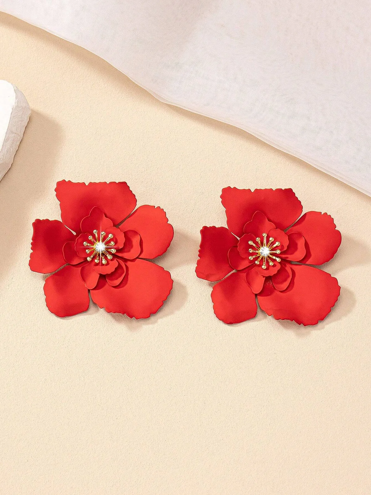 1 Paar Elegant Blume Strass Zucht Ohrringe