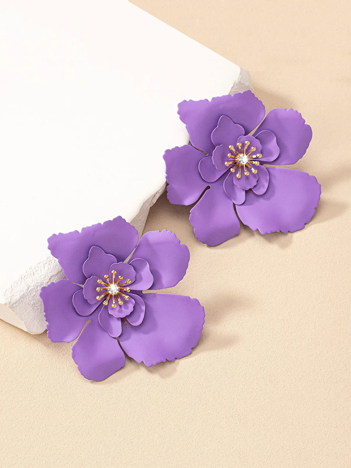 1 Paar Elegant Blume Strass Zucht Ohrringe