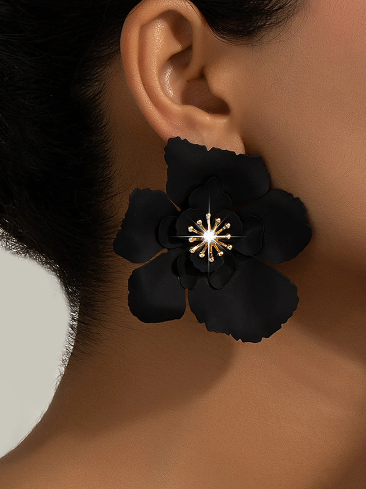 1 Paar Elegant Blume Strass Zucht Ohrringe