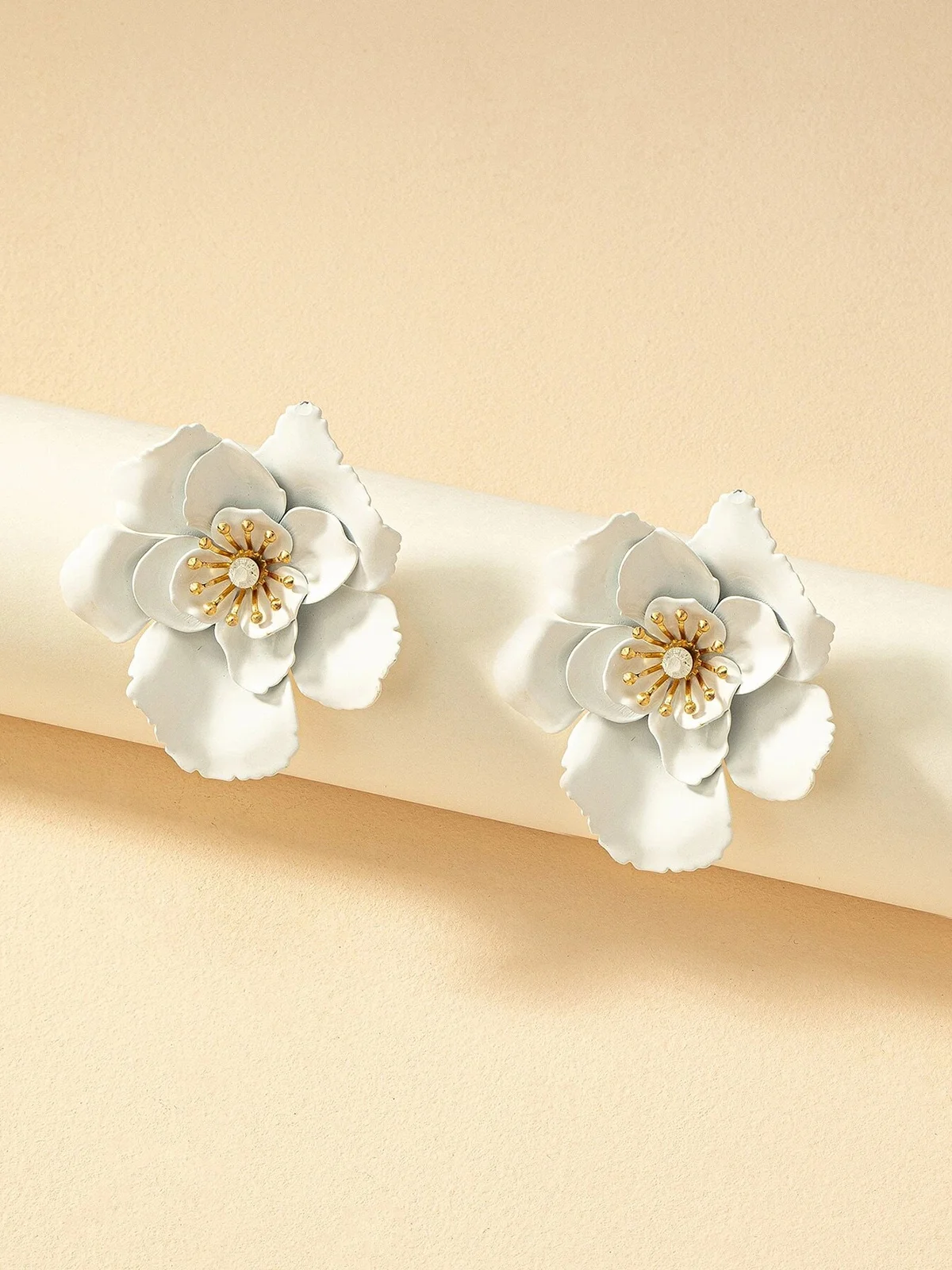 1 Paar Elegant Blume Strass Zucht Ohrringe