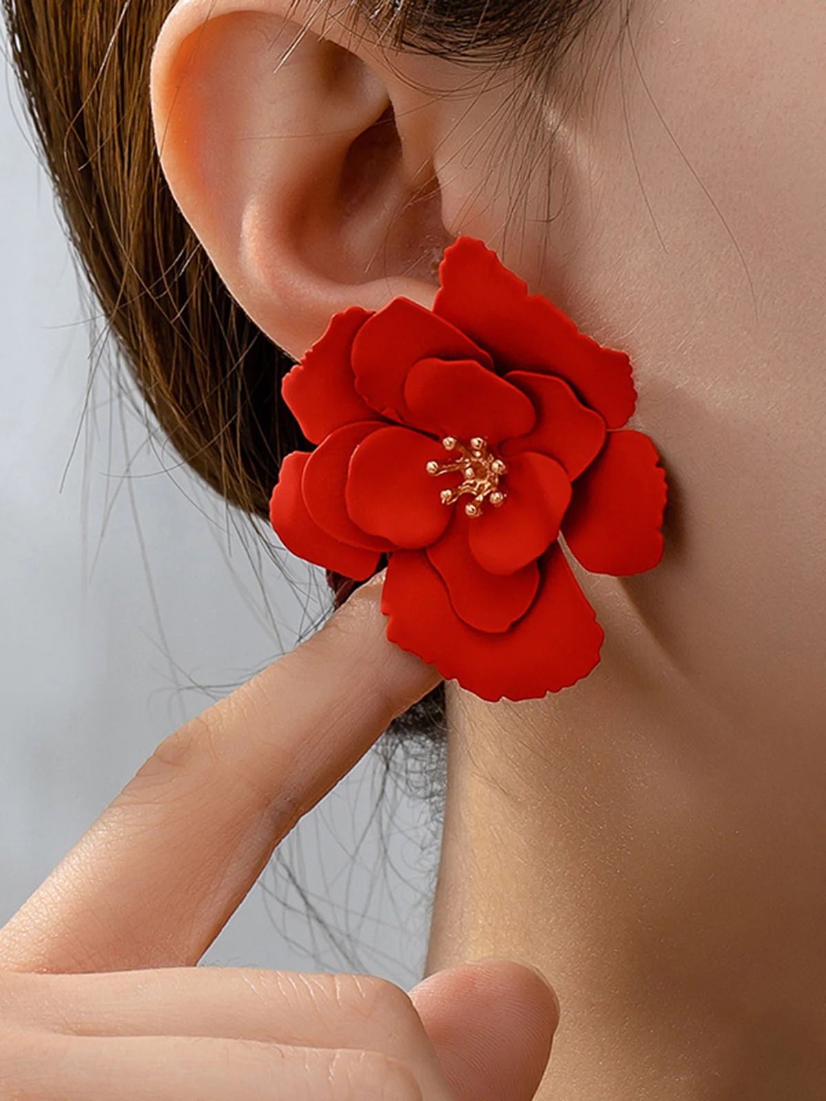 1 Paar Elegant Blume Strass Zucht Ohrringe