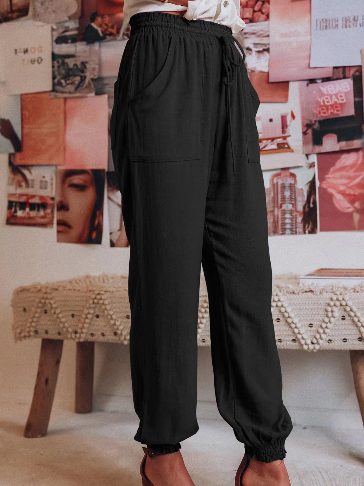 Lässig Unifarben Lang Hose