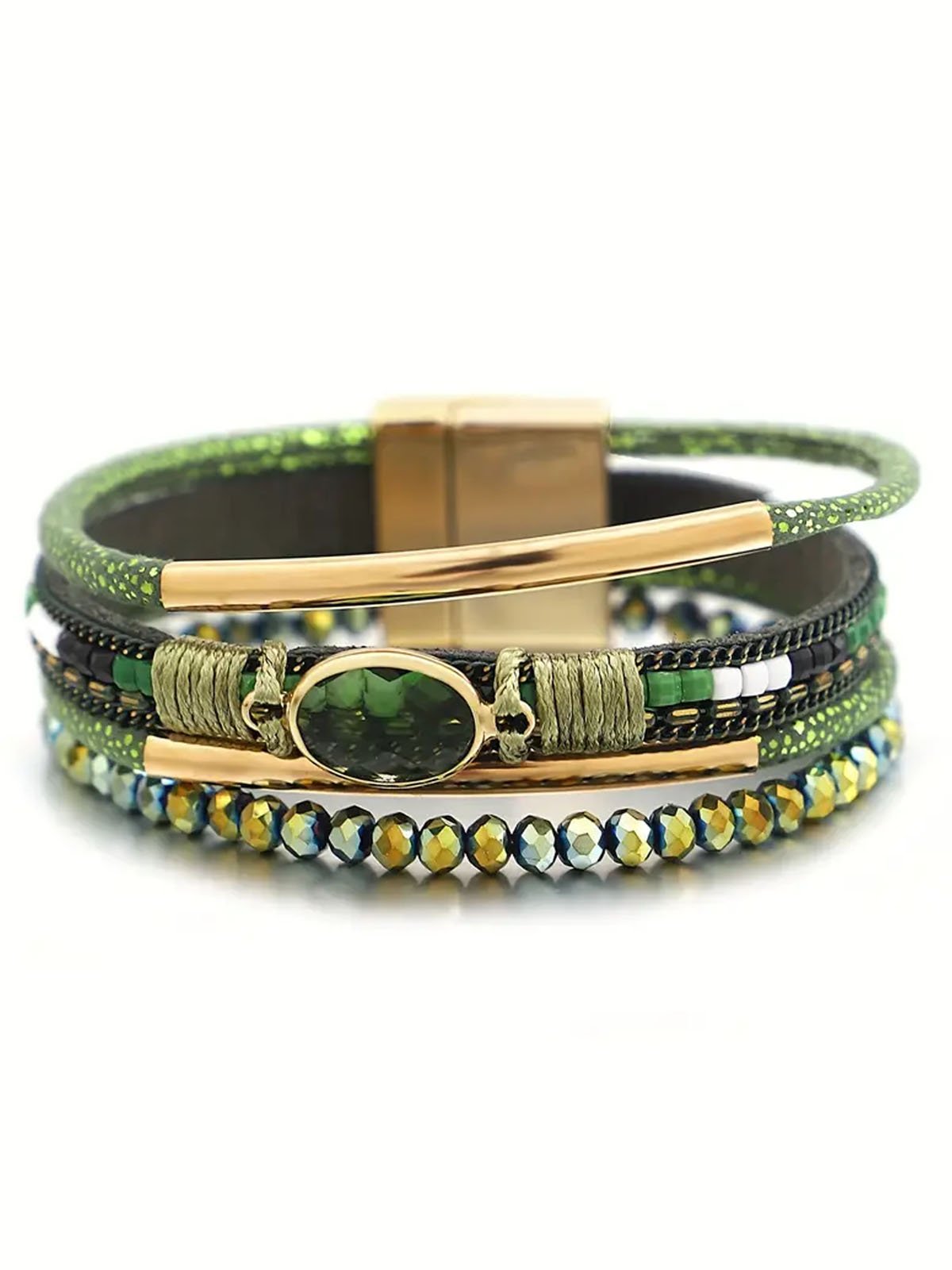 Bohemien Gewebe Leder Kristall Armband