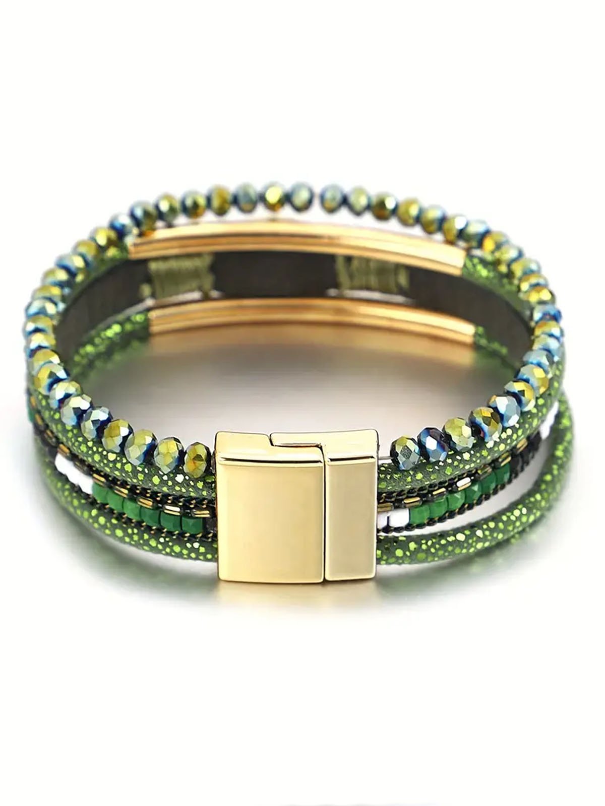 Bohemien Gewebe Leder Kristall Armband