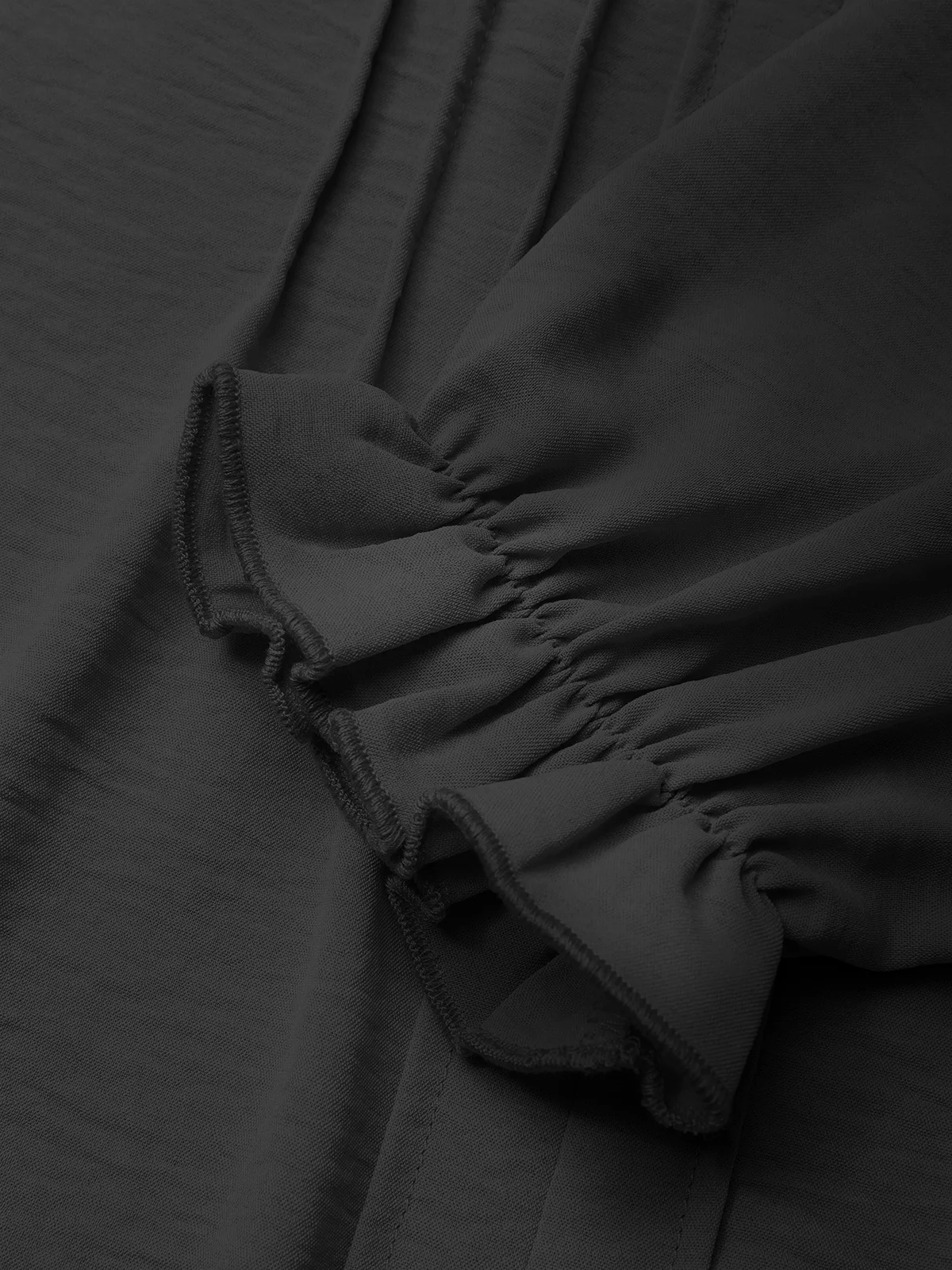 Gekerbt Langarm Unifarben Regelmäßig Weit Bluse für Damen
