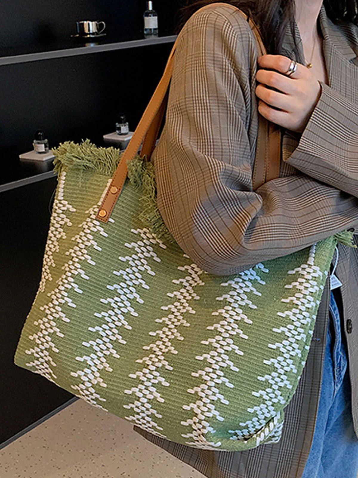 Stroh Troddel GROSSE KAPAZITÄT Tote Strand Tasche