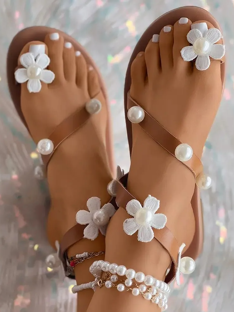 Urlaub Unifarben Slip On Flach Riemchensandalen Abziehbilder