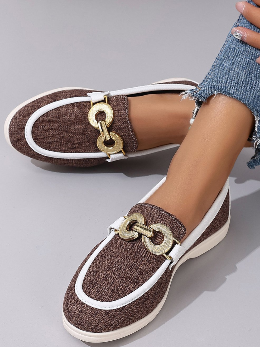 Lässig Unifarben Slip On Flach Flache Schuhe