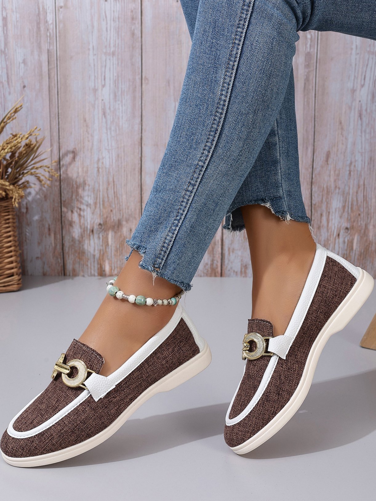 Lässig Unifarben Slip On Flach Flache Schuhe