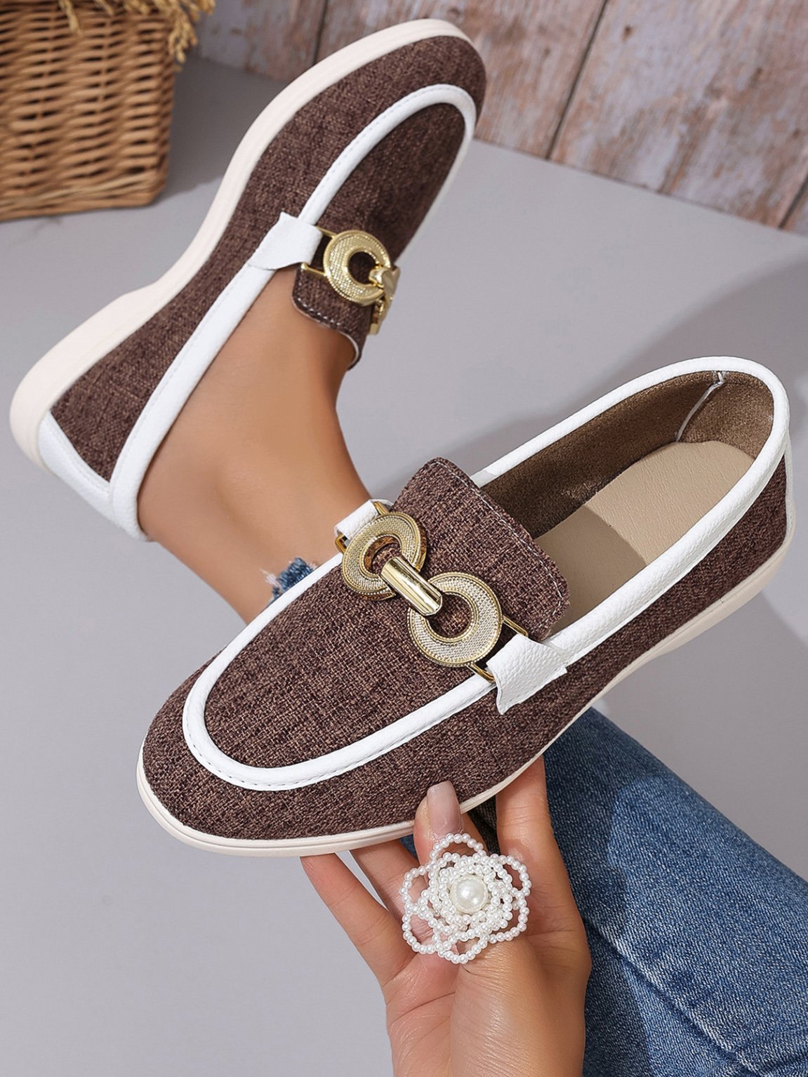 Lässig Unifarben Slip On Flach Flache Schuhe