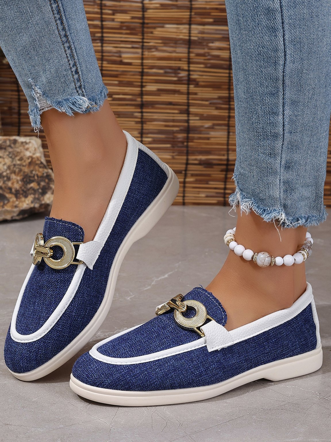 Lässig Unifarben Slip On Flach Flache Schuhe