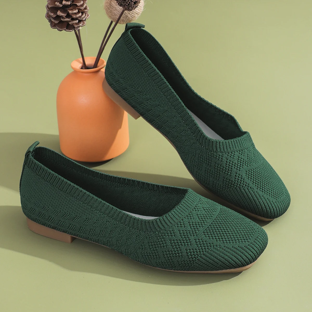 Lässig Unifarben Slip On Flach Flache Schuhe